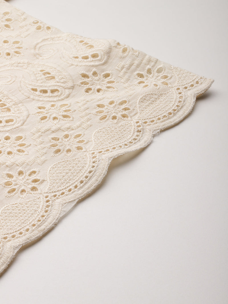 Beige Palazzos | Embroidered Elegnace With Elastic Waist & Single Pocket