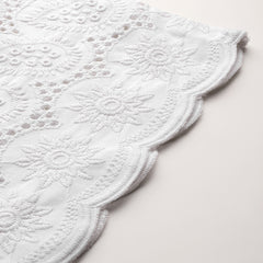 White Embroidered Palazzos–Fully Lined, Elastic Waist & Ankle-Length with Side Pocket