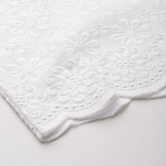 White White Embroidered Cotton Palazzos–Elastic Waist & Ankle-Length with Side Pocket