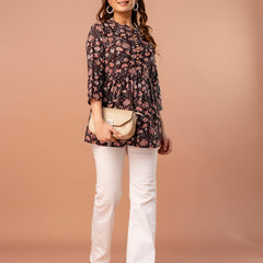 Top – Mandarin Collar, 3/4 Sleeves, Flattering Fit (Sizes S–XXL)