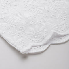 White White Embroidered Cotton Palazzos–Elastic Waist & Ankle-Length with Side Pocket