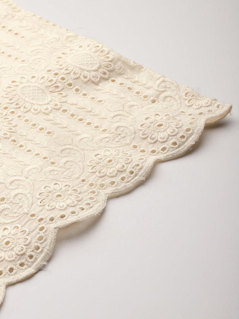 Beige Palazzos | Embroidered Elegnace With Elastic Waist & Single Pocket