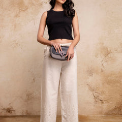 Women’s Cotton Embroidered Wide-Leg Palazzos | Soft, Breathable & Elegant