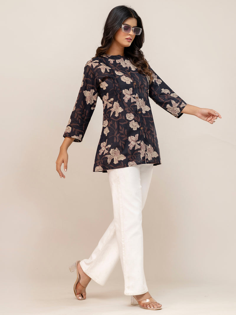 Elegant Mandarin Collar Printed Tunic – Stylish & Comfortable, Sizes