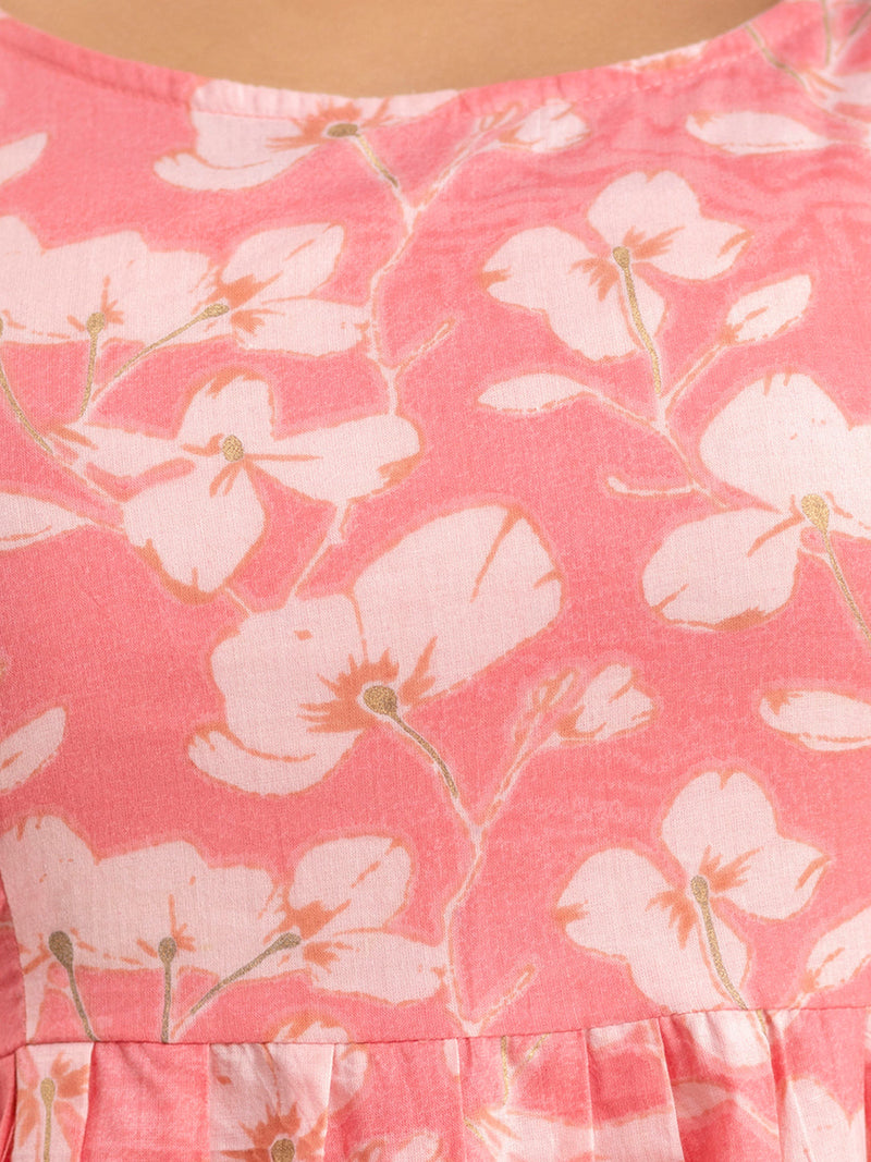 Floral Print Cotton Peplum Top