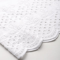 White White Embroidered Cotton Palazzos–Elastic Waist & Ankle-Length with Side Pocket