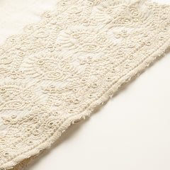 Beige Beige Palazzo|Embroidered, Flax Cotton, Sequin Detail, Ankle-Length, Single Pocket