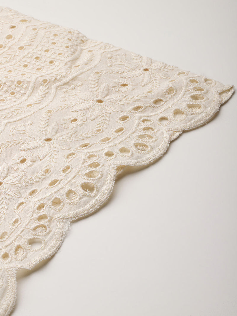 Beige Palazzos | Embroidered Elegnace With Elastic Waist & Single Pocket