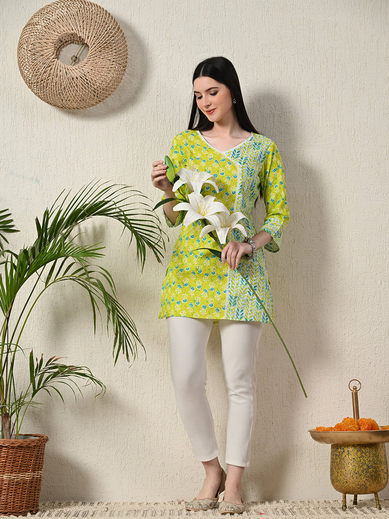 Graceful Wrap-Style Angrakha Cotton Kurti for Everyday Wear