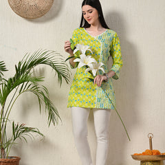 Graceful Wrap-Style Angrakha Cotton Kurti for Everyday Wear