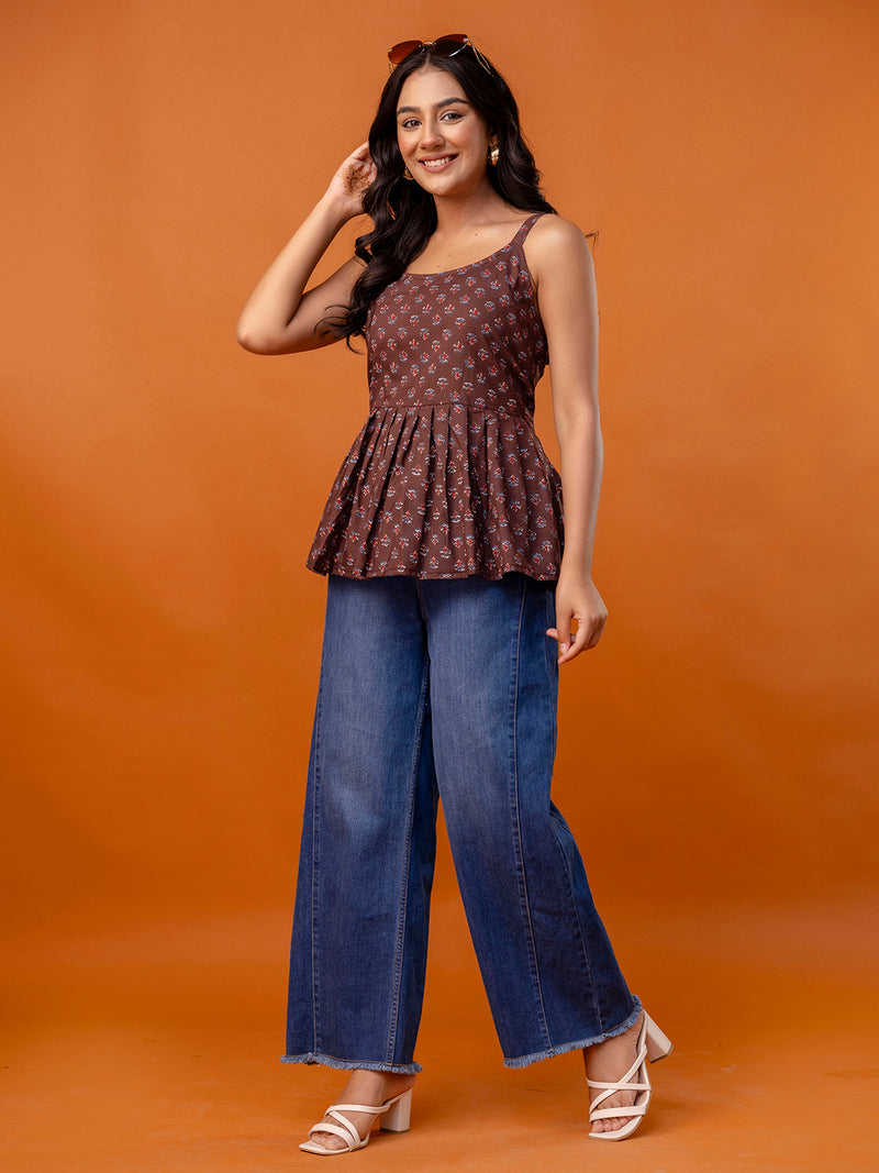 Strappy Peplum Top – Flattering Fit, All-Day Comfort, Sizes XS–XXL.