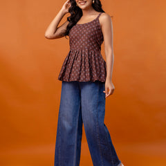 Strappy Peplum Top – Flattering Fit, All-Day Comfort, Sizes XS–XXL.