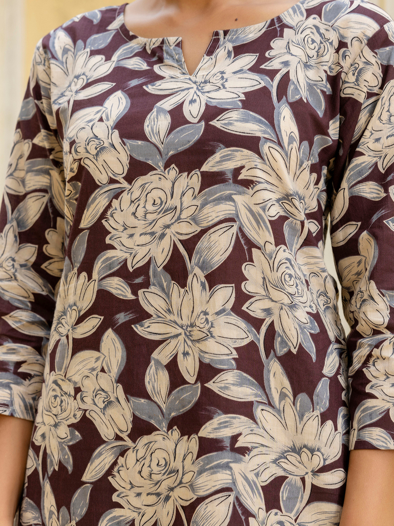 Brown Breezy Printed Cotton Co-Ord Set for Comfortable All-Day Wear