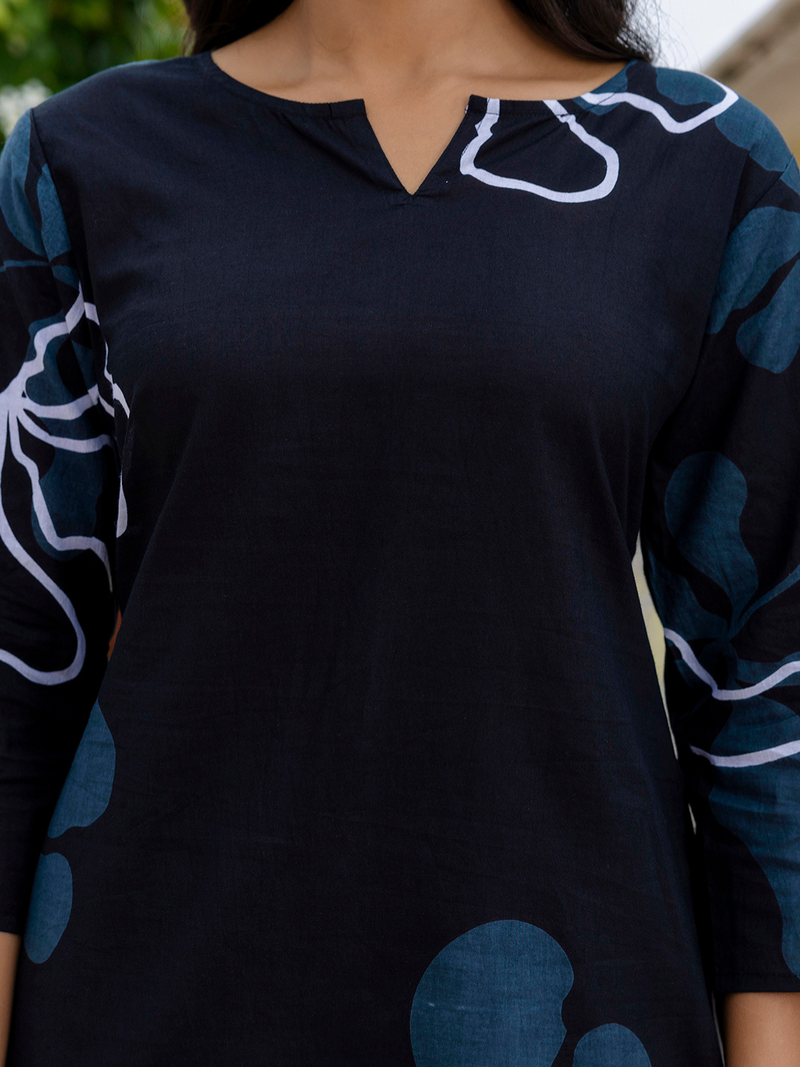 Black Breezy Printed Cotton Co-Ord Set for Comfortable All-Day Wear
