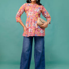 Tunic – Mandarin Collar, 3/4 Sleeves, Flattering Fit (Sizes S–XXL)