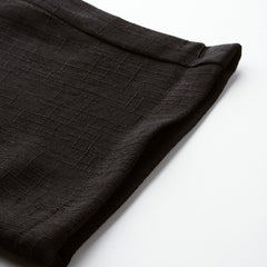 Black Linen Trouser - Ankle-Length Pant , Partially Elasticated ,Double Pockets