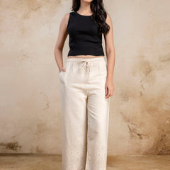 Women’s Cotton Embroidered Wide-Leg Palazzos | Soft, Breathable & Elegant