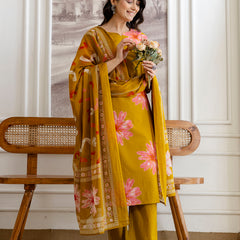 Printed Cotton Kurta Set with Ankle-Length Pants and Graceful Dupatta
