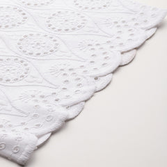 White Embroidered Palazzos–Fully Lined, Elastic Waist & Ankle-Length with Side Pocket