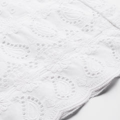 White Embroidered Palazzos–Fully Lined, Elastic Waist & Ankle-Length with Side Pocket