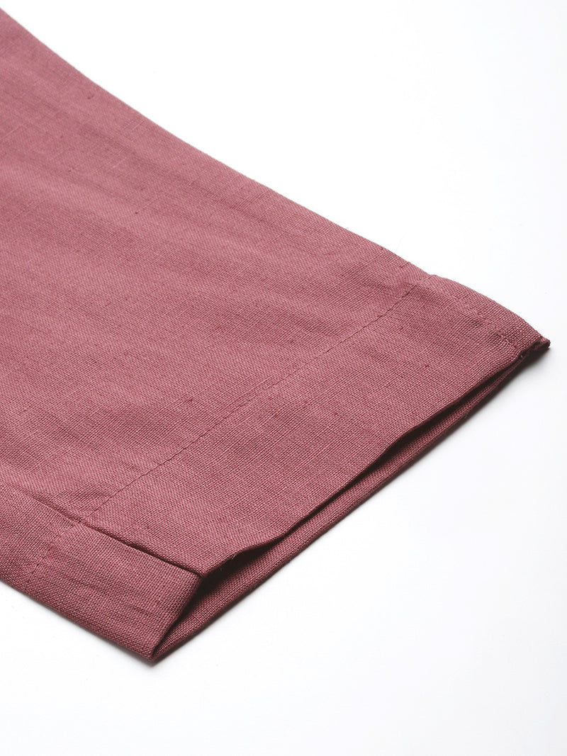 Women's Cotton Pants - Double Pockets, Adjustable Waist, and Ankle-Length Fit