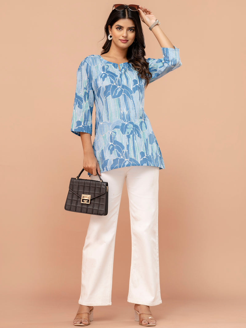 Elegant Printed Short Kurti – Soft Cotton, Everyday Style, Sizes S–XXL.