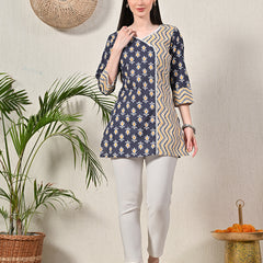 Graceful Wrap-Style Angrakha Cotton Kurti for Everyday Wear