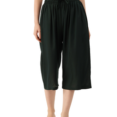 Women's Culottes | Calf-Length Pants with Double Pockets & Elastic Waistband