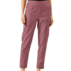 Women's Cotton Pants - Double Pockets, Adjustable Waist, and Ankle-Length Fit