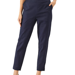 Women's Cotton Pants - Double Pockets, Adjustable Waist, and Ankle-Length Fit