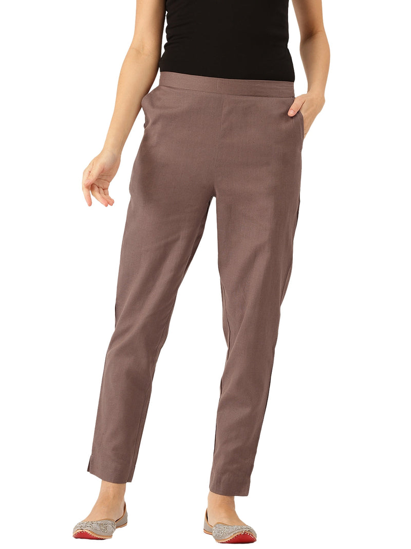 Cotton Pants - Double Pockets, Adjustable Waist, and Ankle-Length Fit