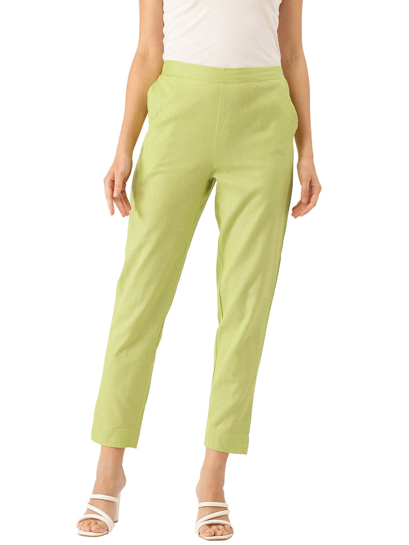 Cotton Pants - Double Pockets, Adjustable Waist, and Ankle-Length Fit