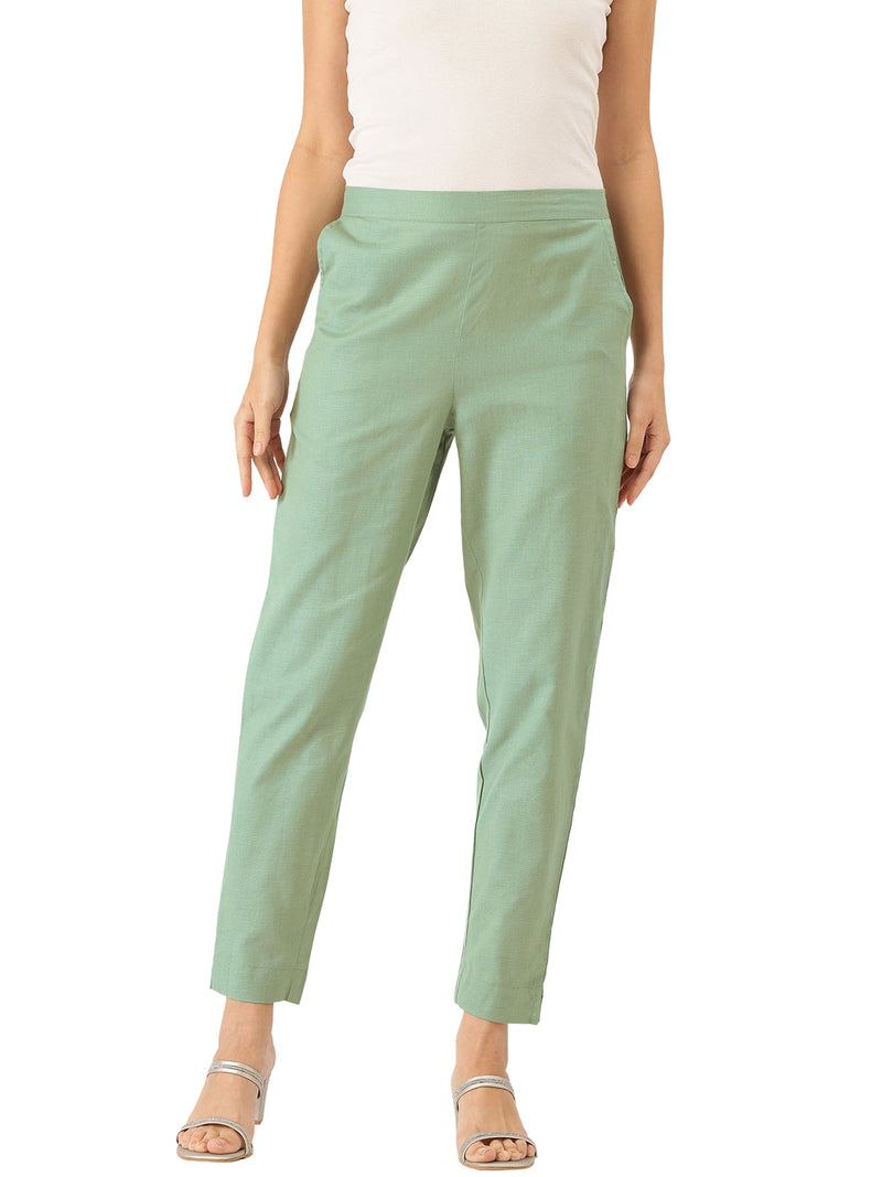 Cotton Pants - Double Pockets, Adjustable Waist, and Ankle-Length Fit