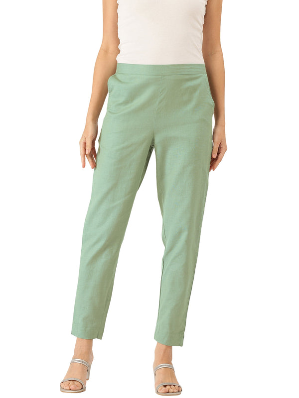 Cotton Pants - Double Pockets, Adjustable Waist, and Ankle-Length Fit