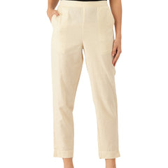 Cotton Pants - Double Pockets, Adjustable Waist, and Ankle-Length Fit