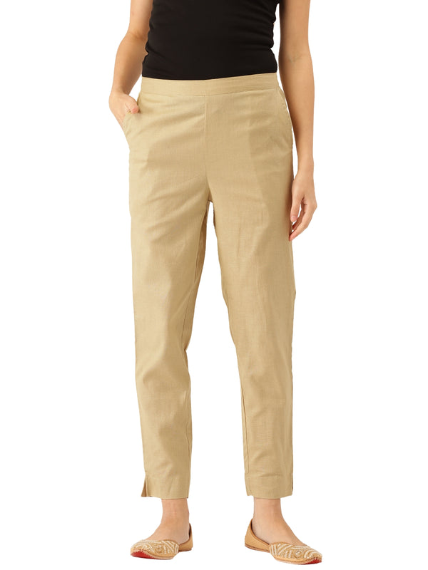Cotton Pants - Double Pockets, Adjustable Waist, and Ankle-Length Fit