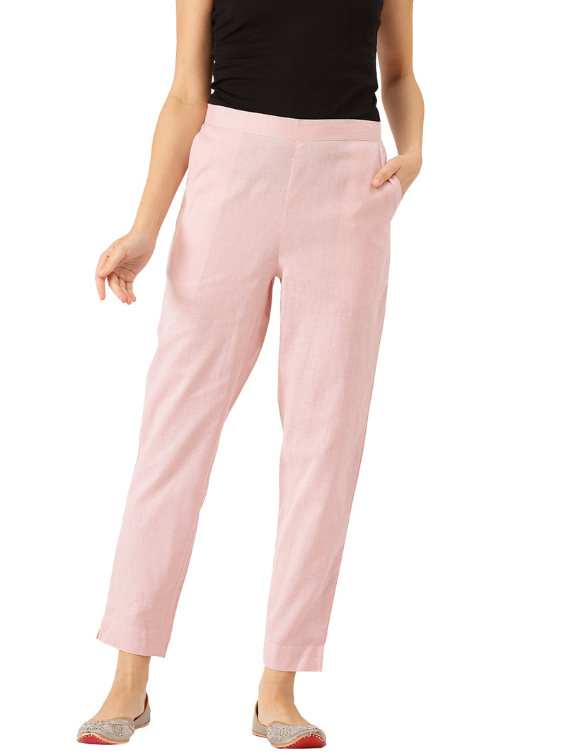 Cotton Pants - Double Pockets, Adjustable Waist, and Ankle-Length Fit