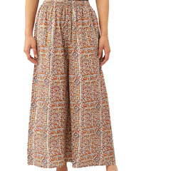 Multicolor Trendy Women's Blue Printed Cotton Palazzos - Elasticated Waist & Ankle-Length Fit