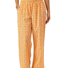 Yellow Women Pure Cotton Paisley Printed Palazzo Pants | Elastic Waist | Wide Leg
