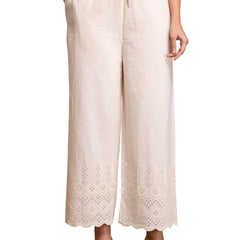 Women’s Cotton Embroidered Wide-Leg Palazzos | Soft, Breathable & Elegant