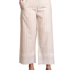 Women’s Cotton Embroidered Wide-Leg Palazzos | Soft, Breathable & Elegant