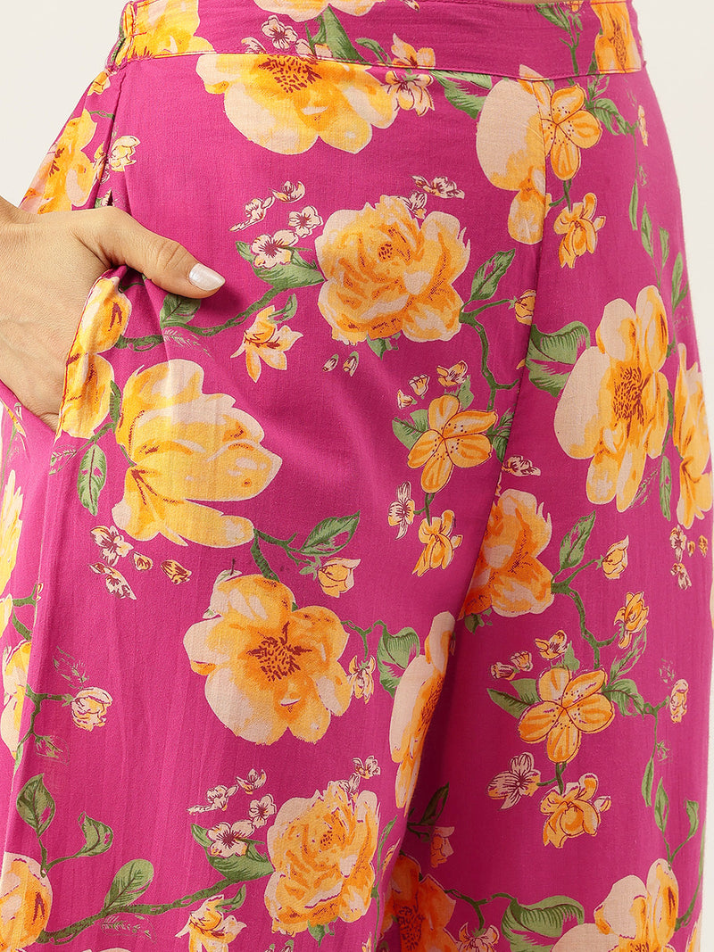 Floral Sleeveless Cotton Co-Ord Set with Choker Neckline – Pure Cotton | Sizes S–XXL