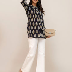 Elegant Mandarin Collar Printed Tunic – Stylish & Comfortable, Sizes