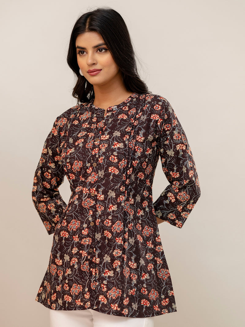 Elegant Mandarin Collar Printed Tunic – Stylish & Comfortable, Sizes