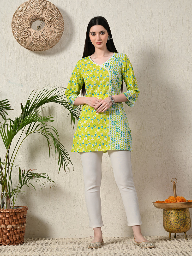 Graceful Wrap-Style Angrakha Cotton Kurti for Everyday Wear