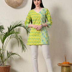 Graceful Wrap-Style Angrakha Cotton Kurti for Everyday Wear