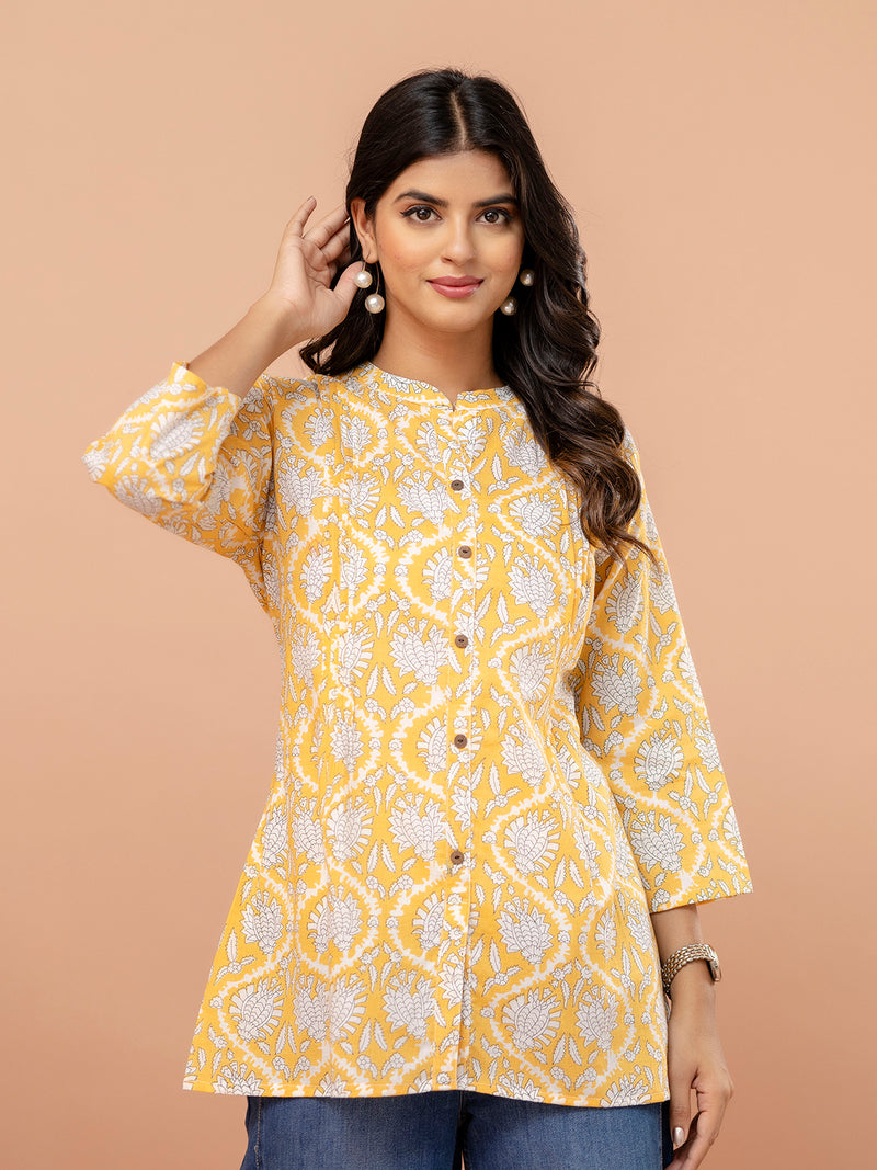 Elegant Mandarin Collar Printed Tunic – Stylish & Comfortable, Sizes