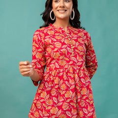 Top – Mandarin Collar, 3/4 Sleeves, Flattering Fit (Sizes S–XXL)