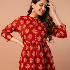 Top – Mandarin Collar, 3/4 Sleeves, Flattering Fit (Sizes S–XXL)