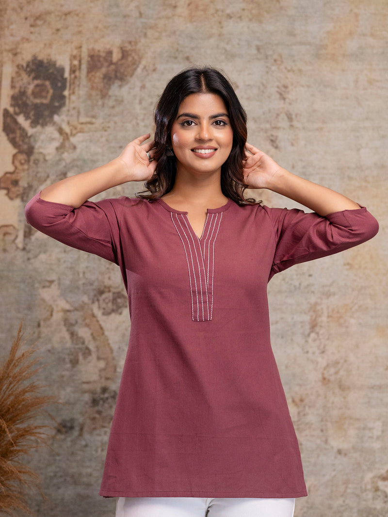 Elegant Short Kurti for Women – 3/4 Sleeves | Round Neck |